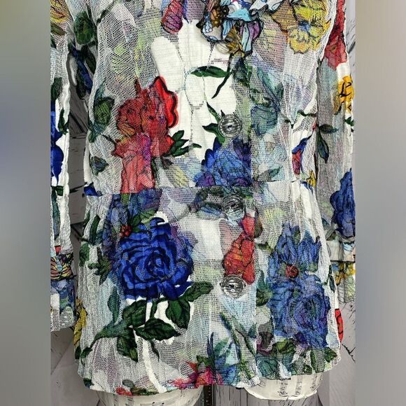 Alberto Makali Butterfly/Floral Mesh Blazer - Size M - Picture 4 of 9